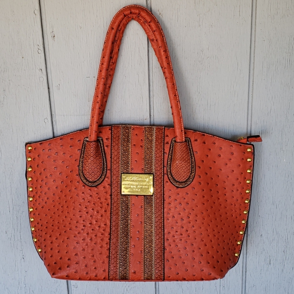 Orange Purse. SJS Handbag Woman Leather